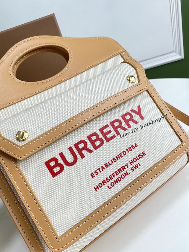 Burberry專櫃新款小號撲克包 巴寶莉帆布托特包手提肩背女包 yxb1093